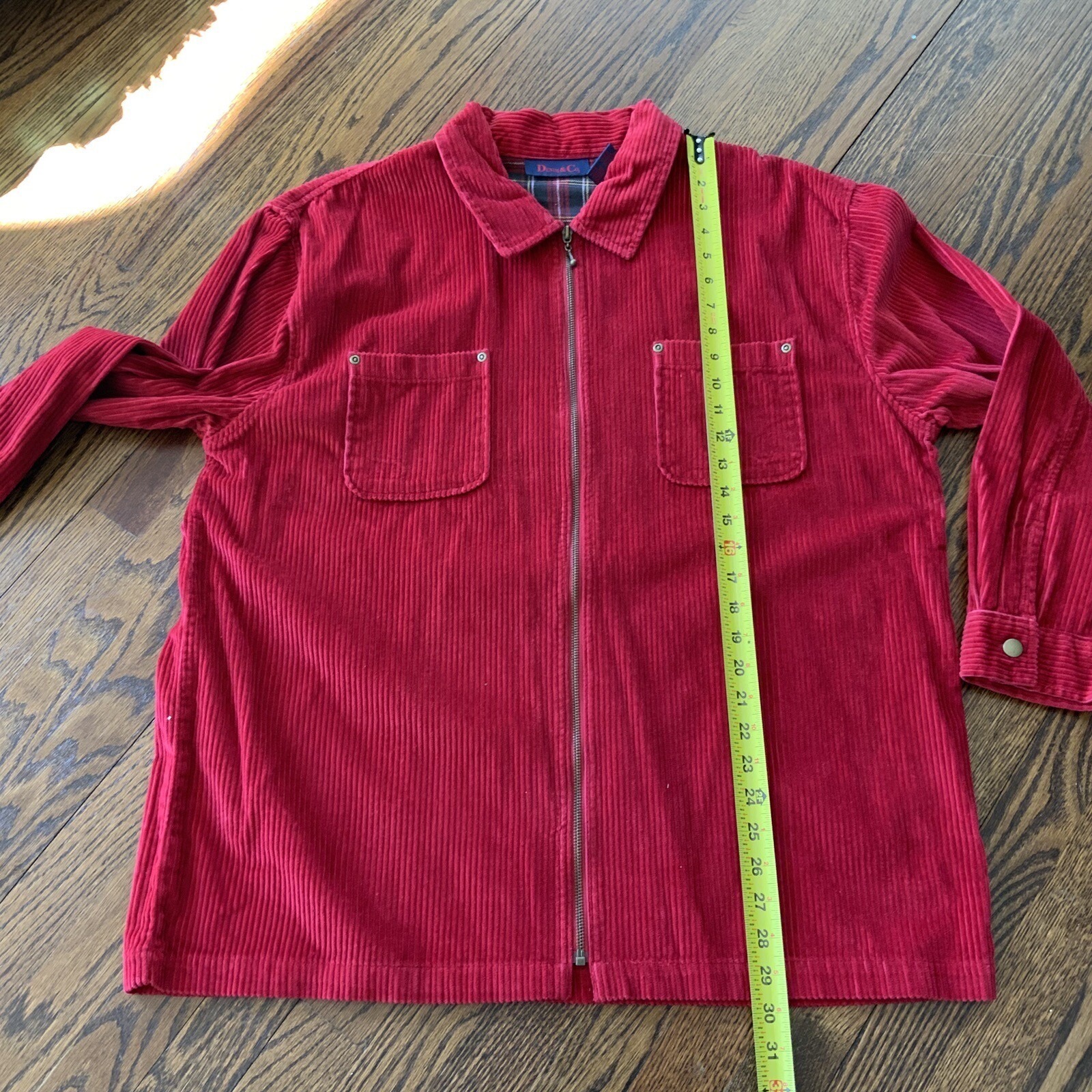 Denim & Co Corduroy Shirt Jacket Chore Shacket Women Plus 1x Red Full Zip — image 6 of 8